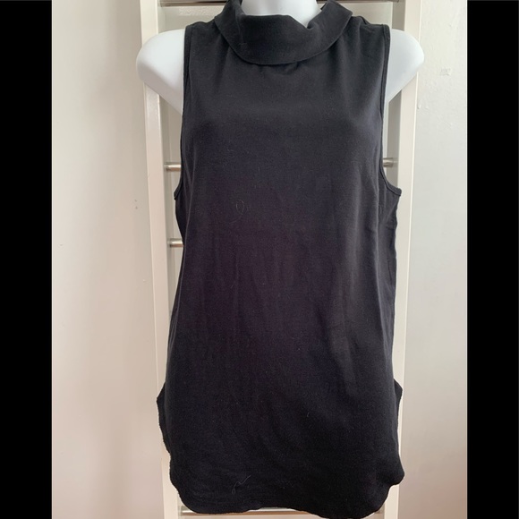 Free People Tops - Free People Black Sleeveless Cotton Mock Turtle Neck